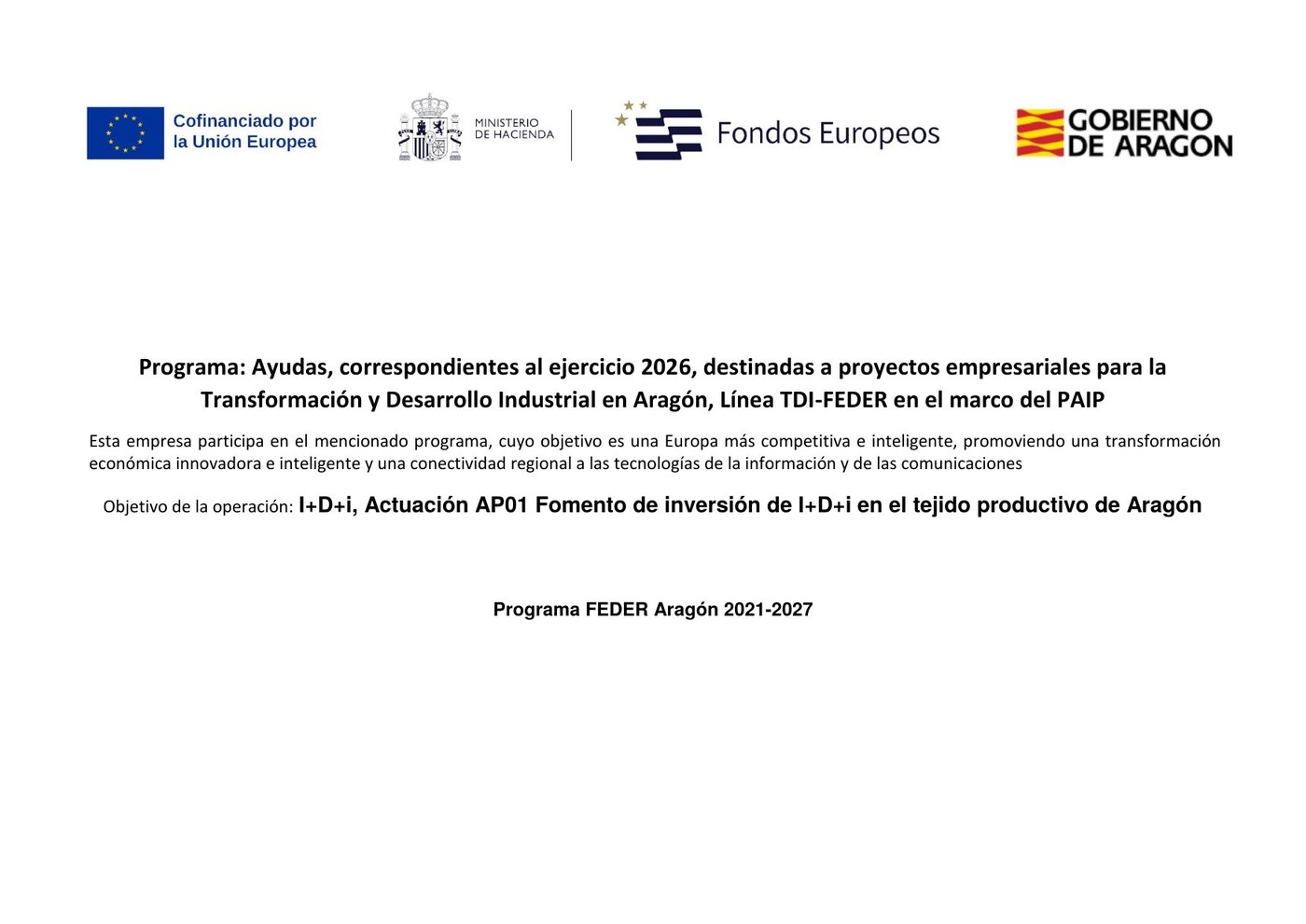 Programa de Ayudas TDI-FEDER 2026